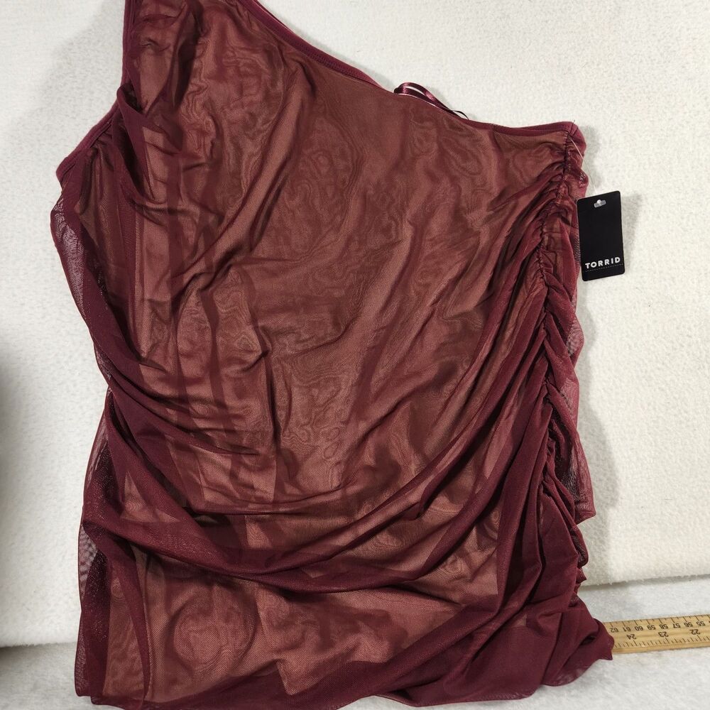 Torrid Zinfandel One Shoulder Mesh Foxy Cami Top Size 3X Maroon